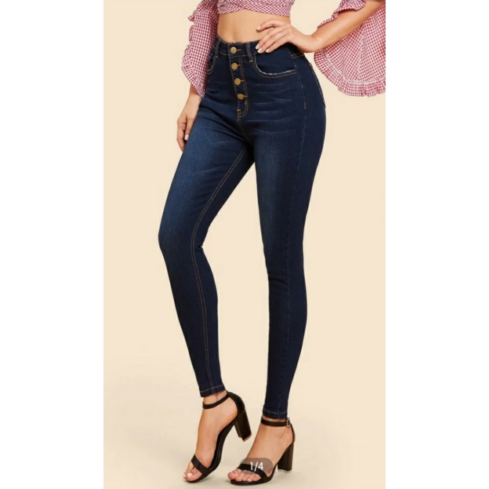 High waisted button down jeans